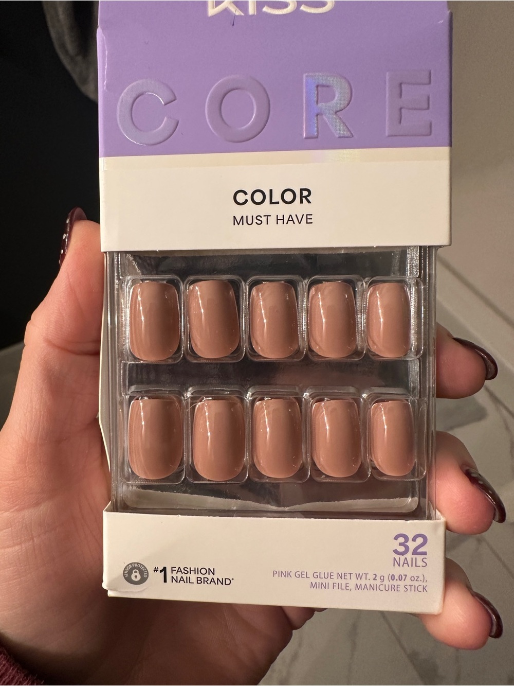 3 sets of faux nails- Kiss Nude Peach Press-On Nails - Soft Neutral